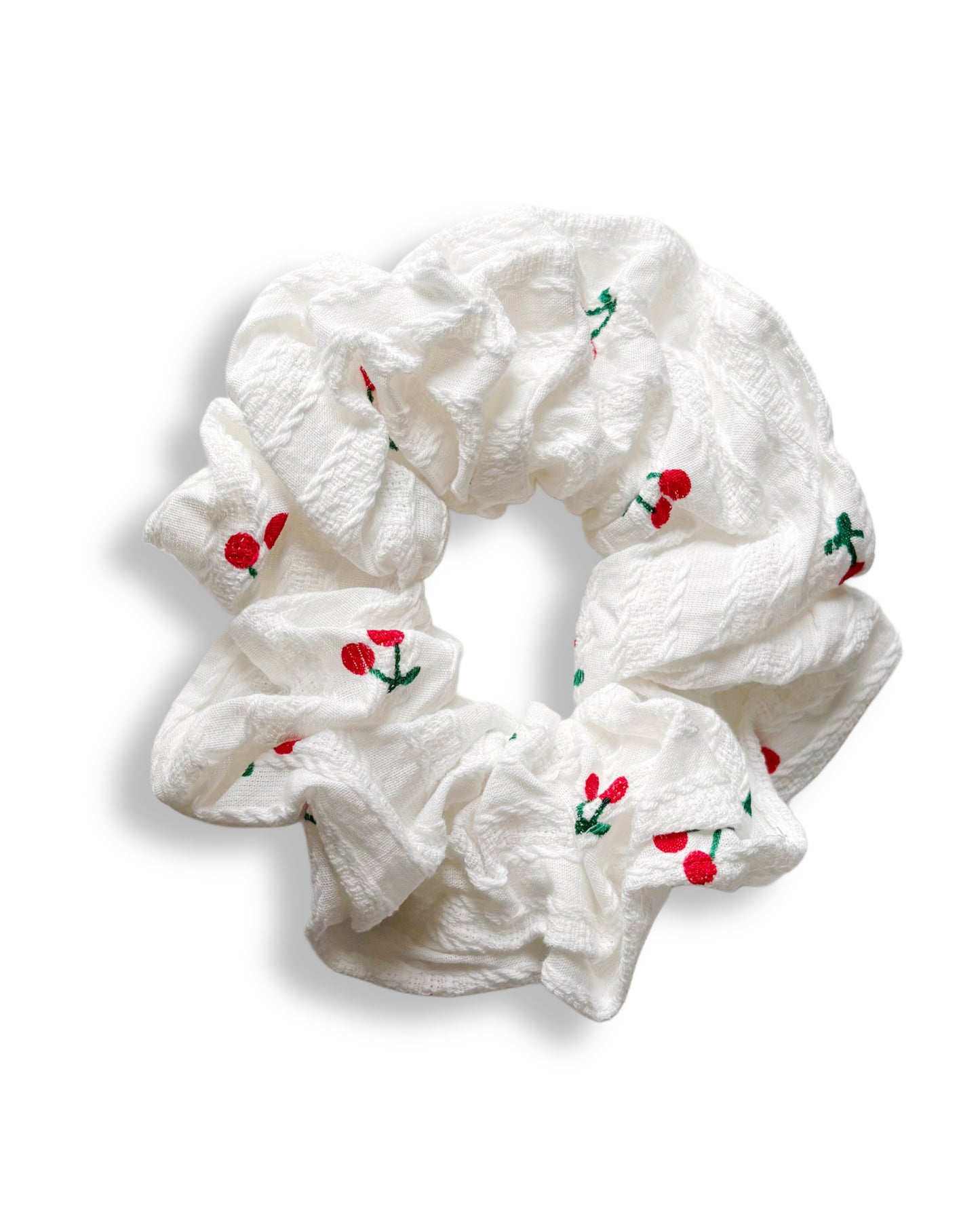 Chouchou blanc motif cerises