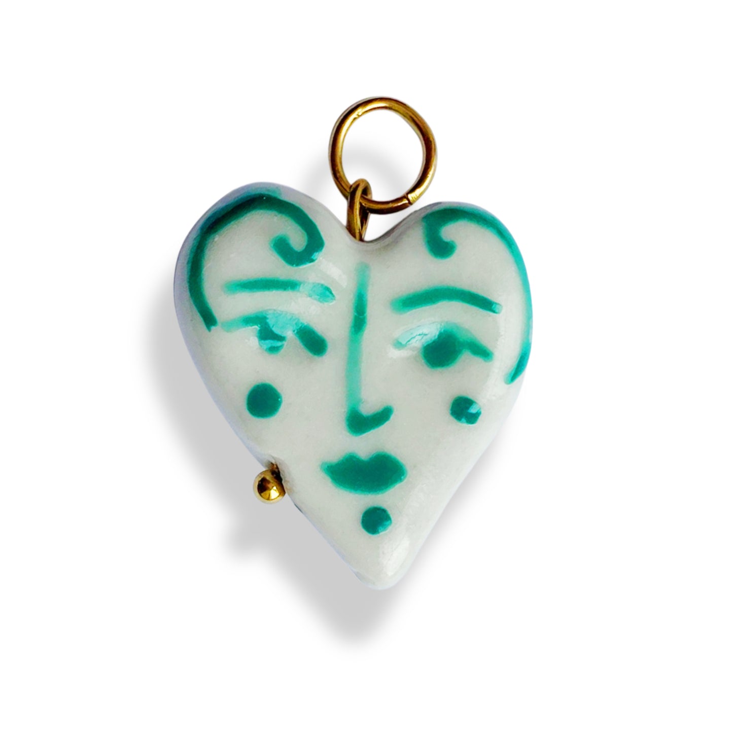 Cœur visage vert - charm