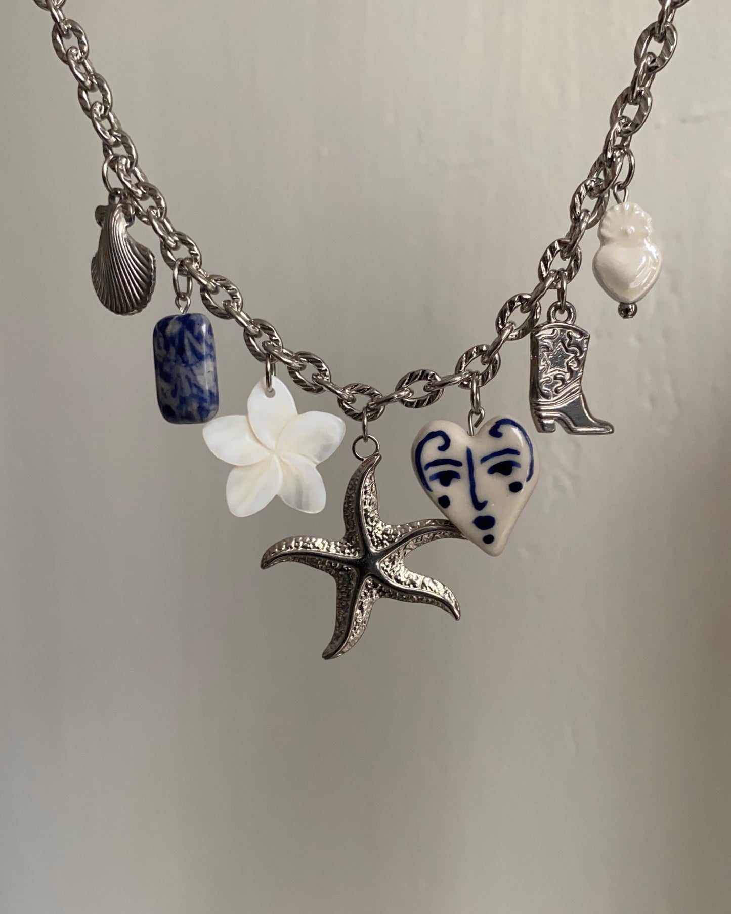 Cœur visage bleu - charm