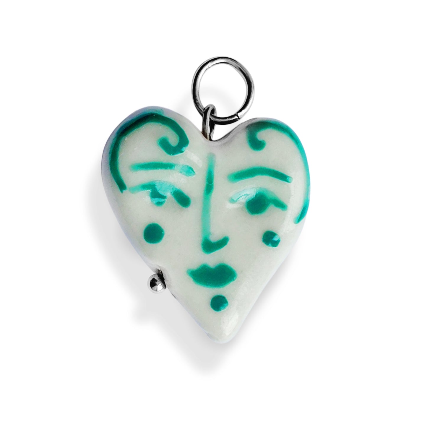 Cœur visage vert - charm