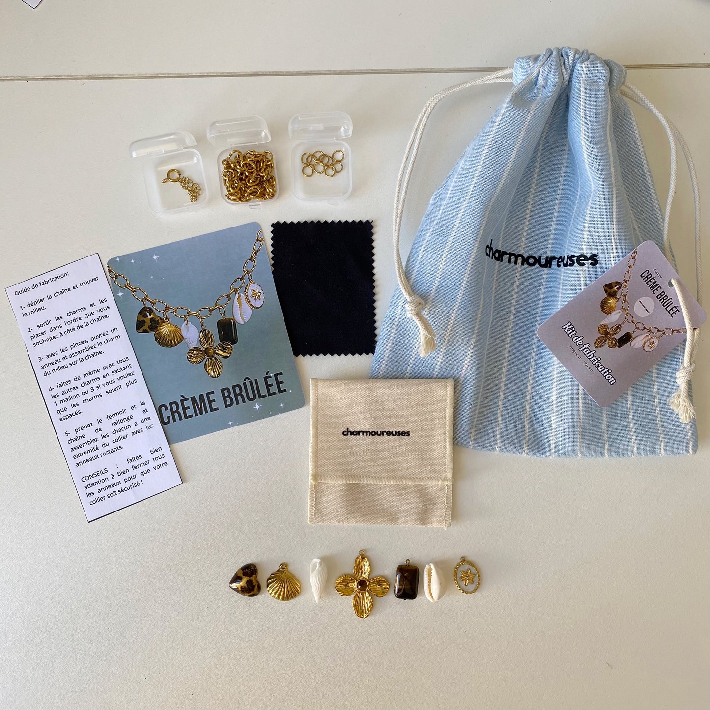 Kit de fabrication - collier « Crème brûlée »