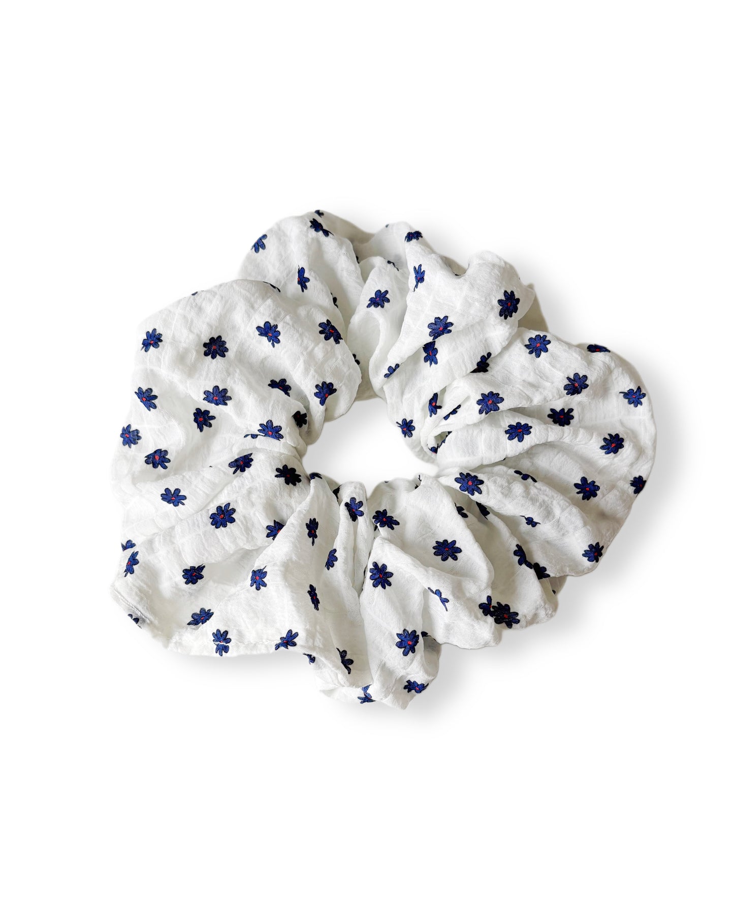 Grand chouchou blanc à fleurs