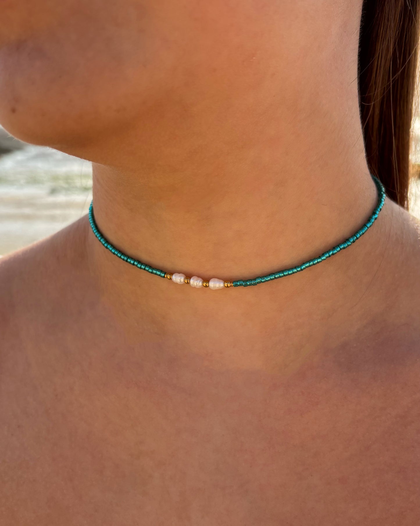 Collier de perles Elsie azur