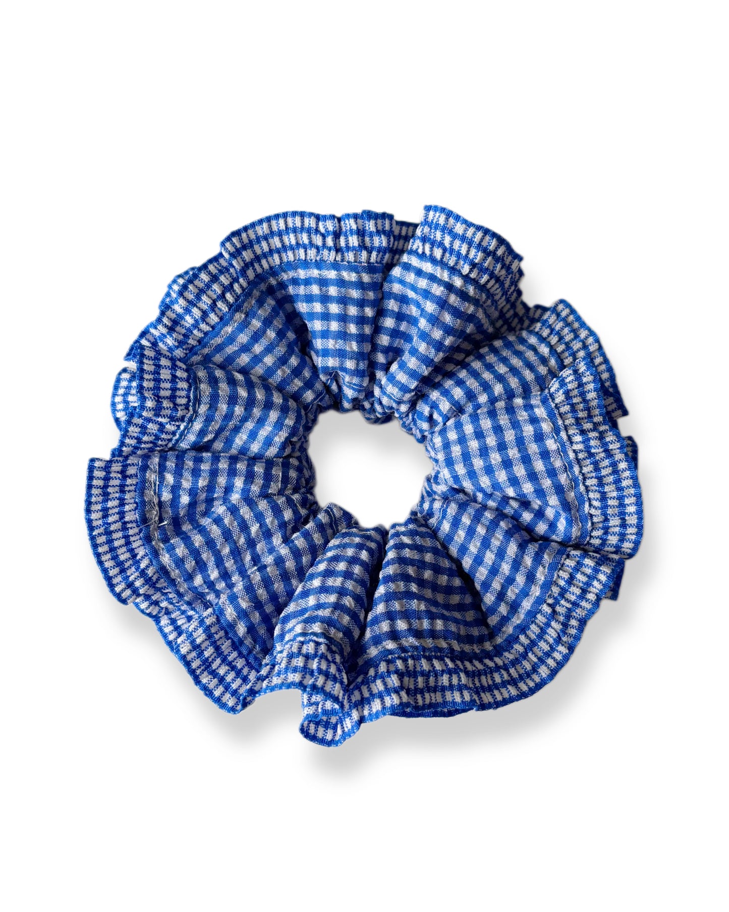 Grand chouchou à froufrous bleu