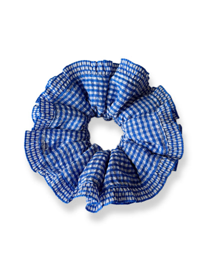 Grand chouchou à froufrous bleu