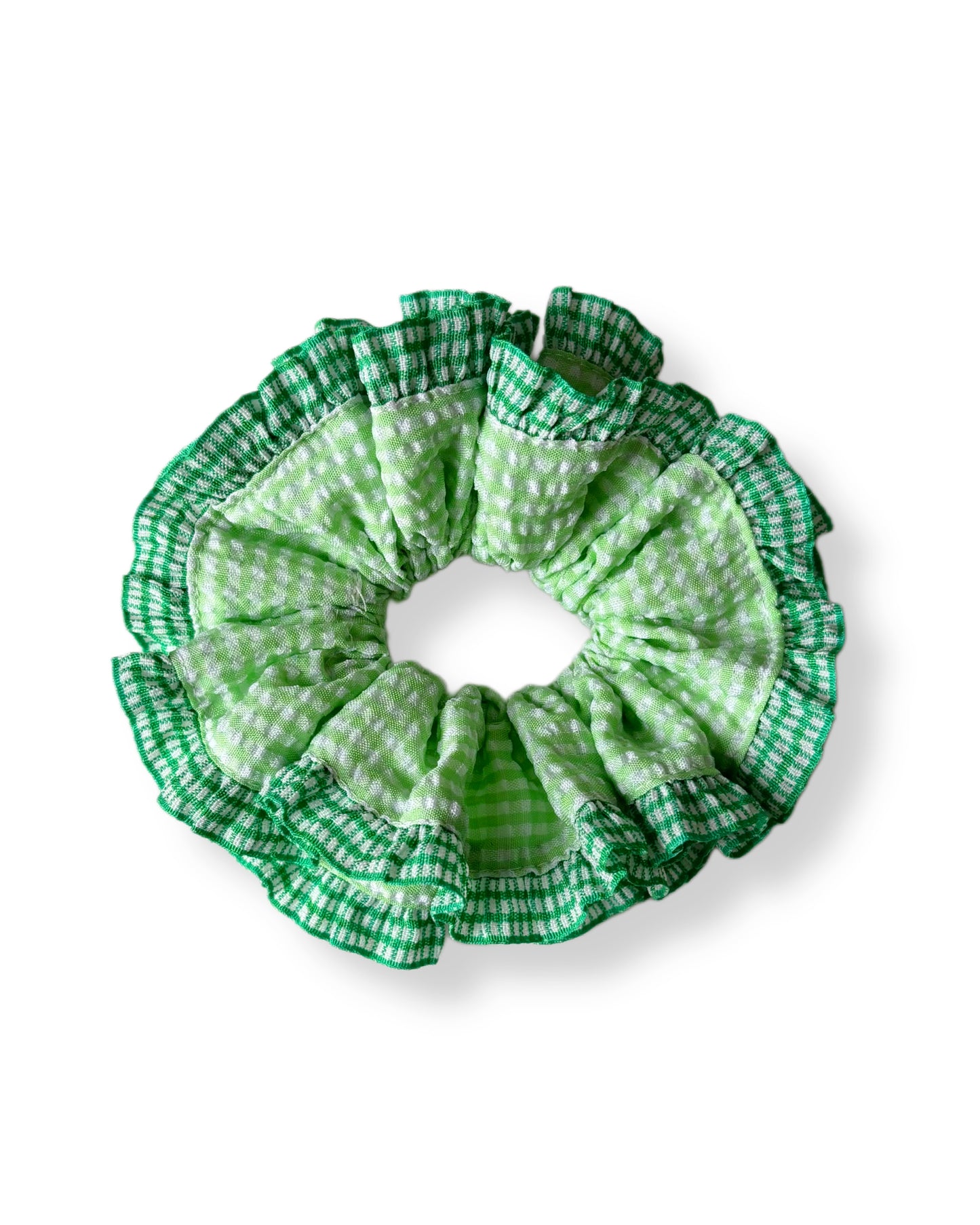 Grand chouchou à froufrous vert