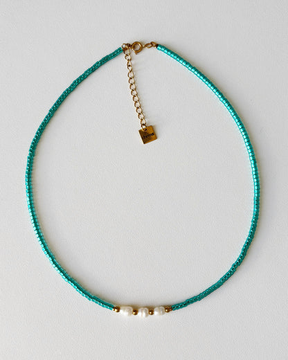 Collier de perles Elsie azur