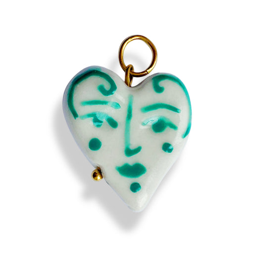 Cœur visage vert - charm