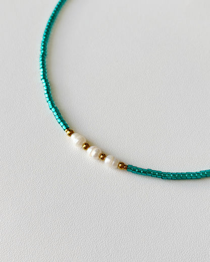 Collier de perles Elsie azur