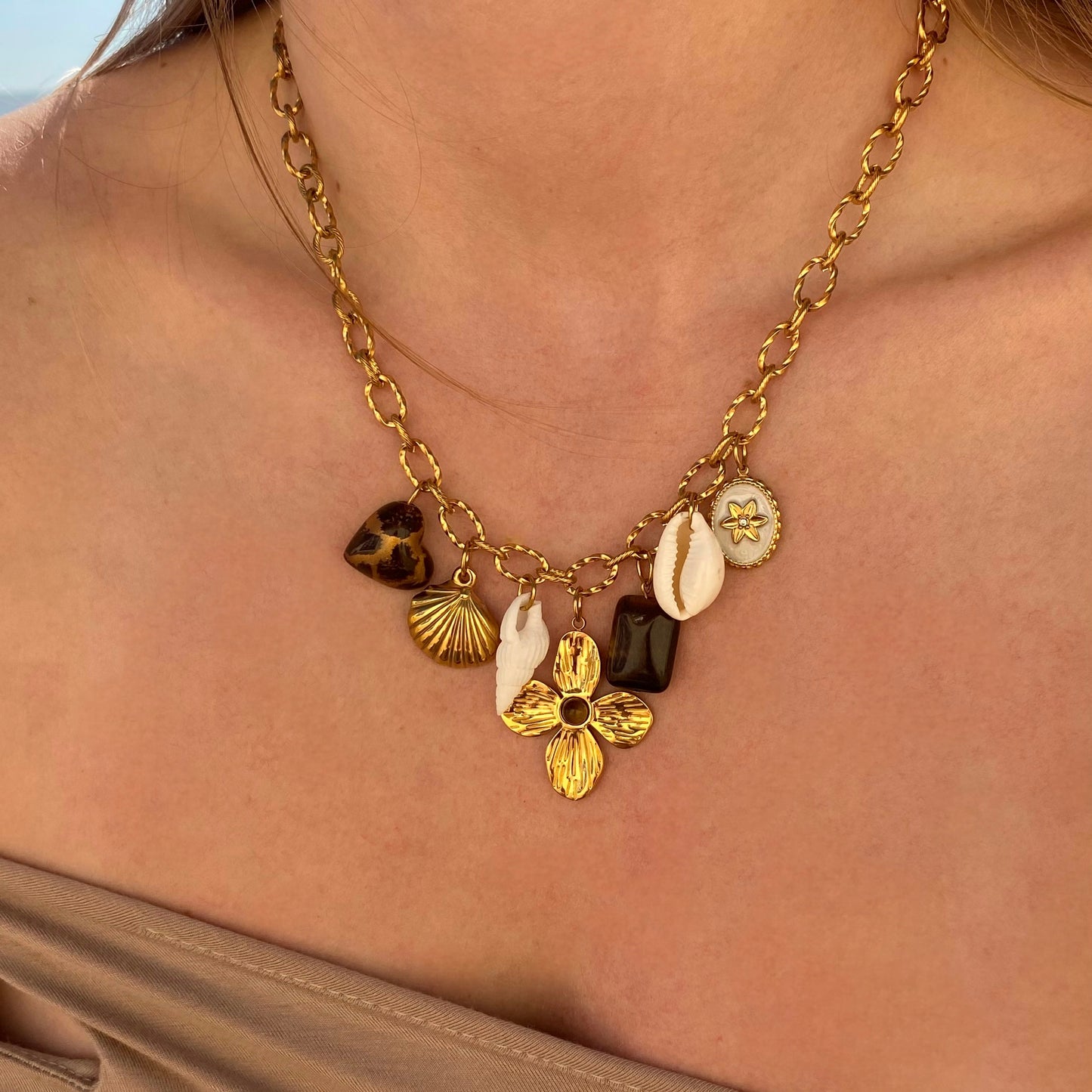Kit de fabrication - collier « Crème brûlée »