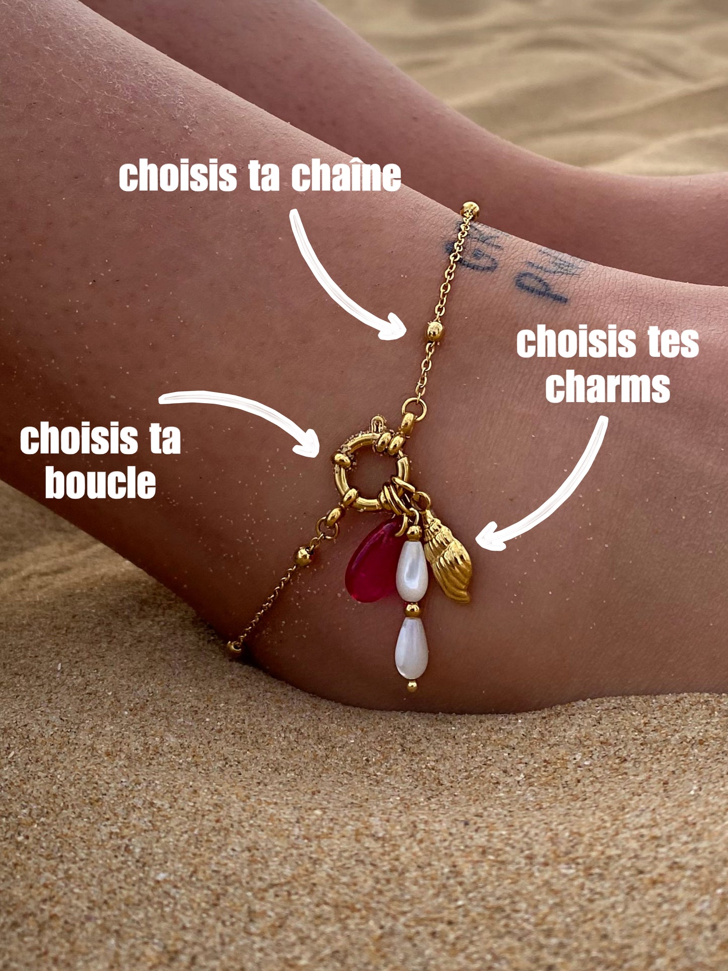 Chaîne de cheville à boucle personnalisable