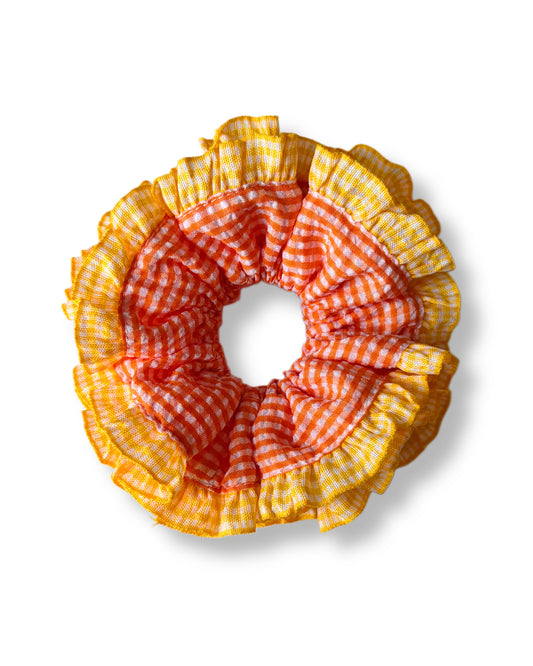 Grand chouchou à froufrous orange