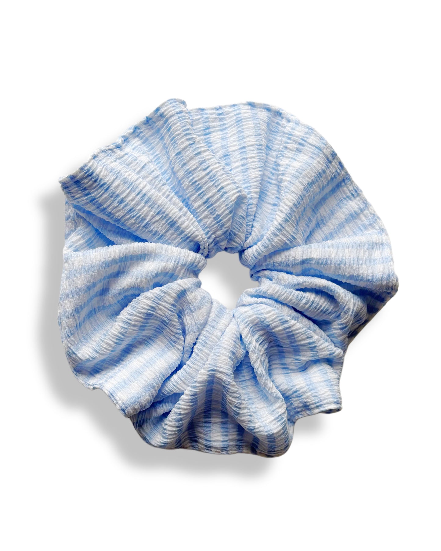 Grand chouchou à motif Vichy bleu clair