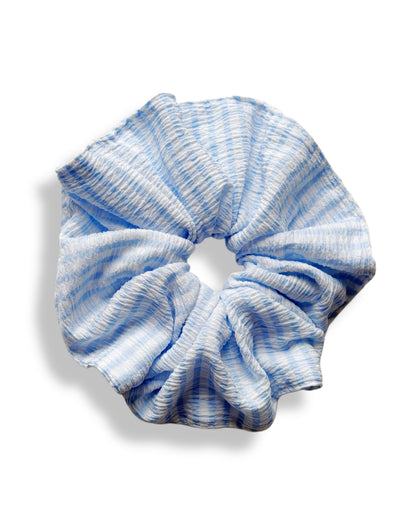 Grand chouchou à motif Vichy bleu clair