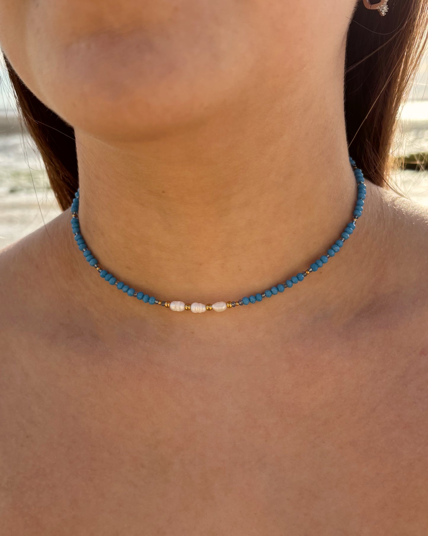 Collier de perles Elsie bleu