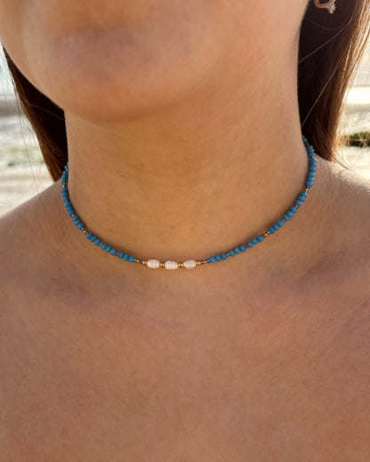 Collier de perles Elsie bleu