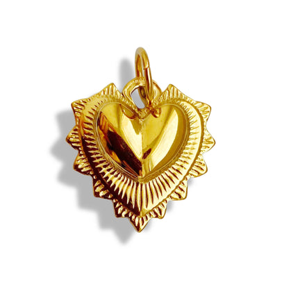 Pendentif en acier inoxydable doré en forme de cœur.