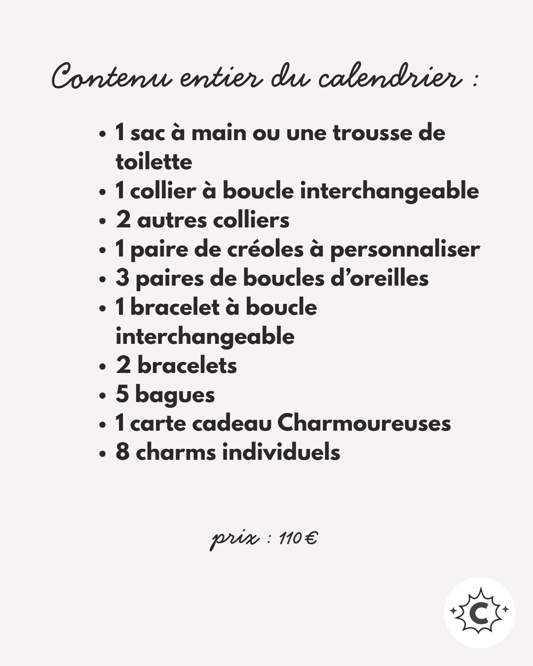 Calendrier "Le Charm’lendrier"