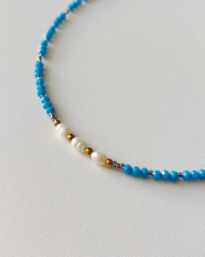 Collier de perles Elsie bleu