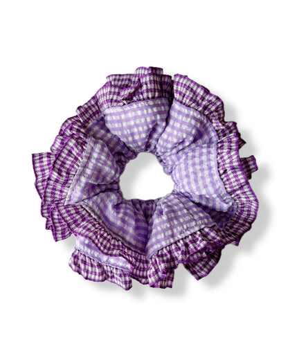 Grand chouchou à froufrous violet