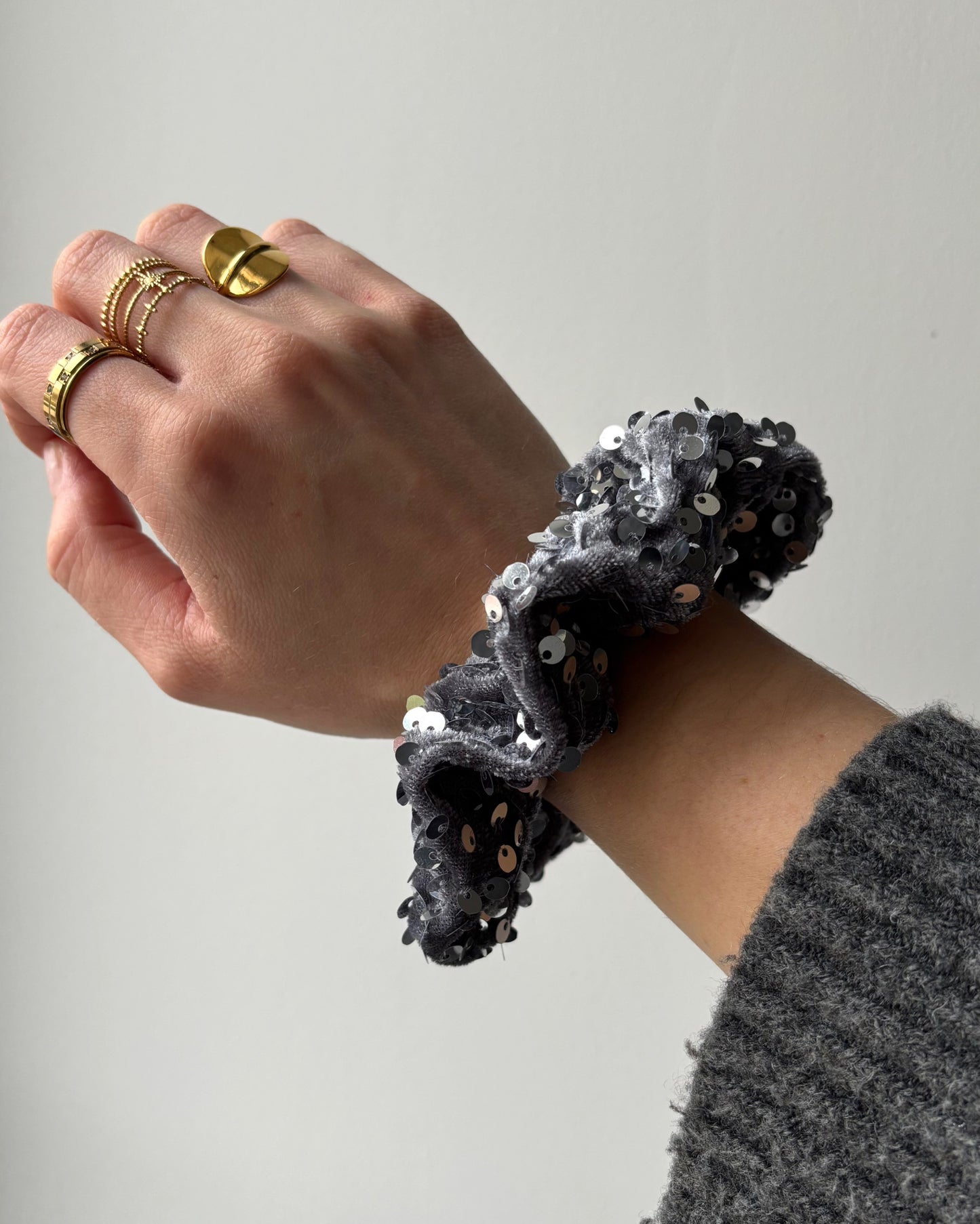 Chouchou à sequins argenté