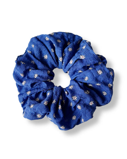 Grand chouchou bleu à fleurs