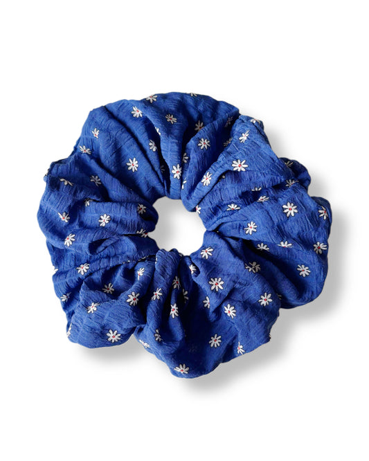 Grand chouchou bleu à fleurs