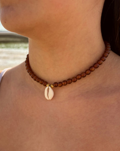 Collier de perles Camilla marron