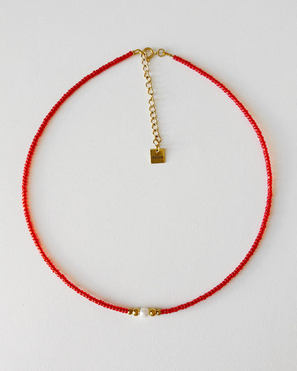 Collier de perles Ninon rouge