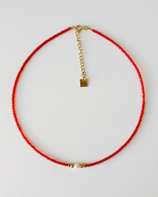 Collier de perles Ninon rouge