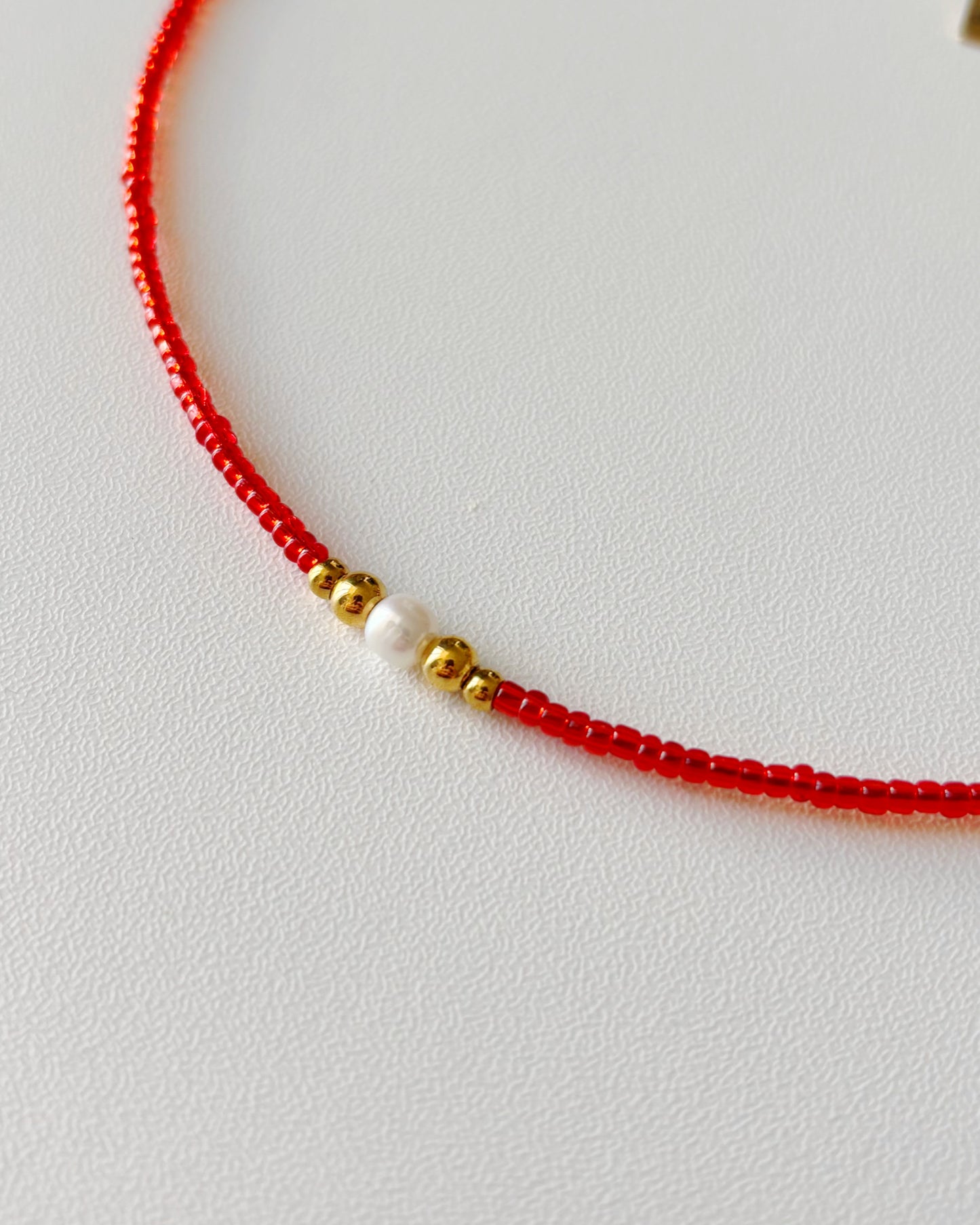 Collier de perles Ninon rouge