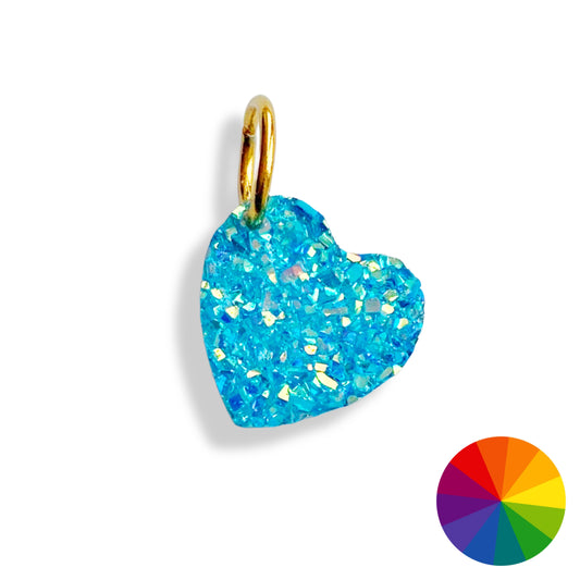 Cœur pailleté bleu - charm